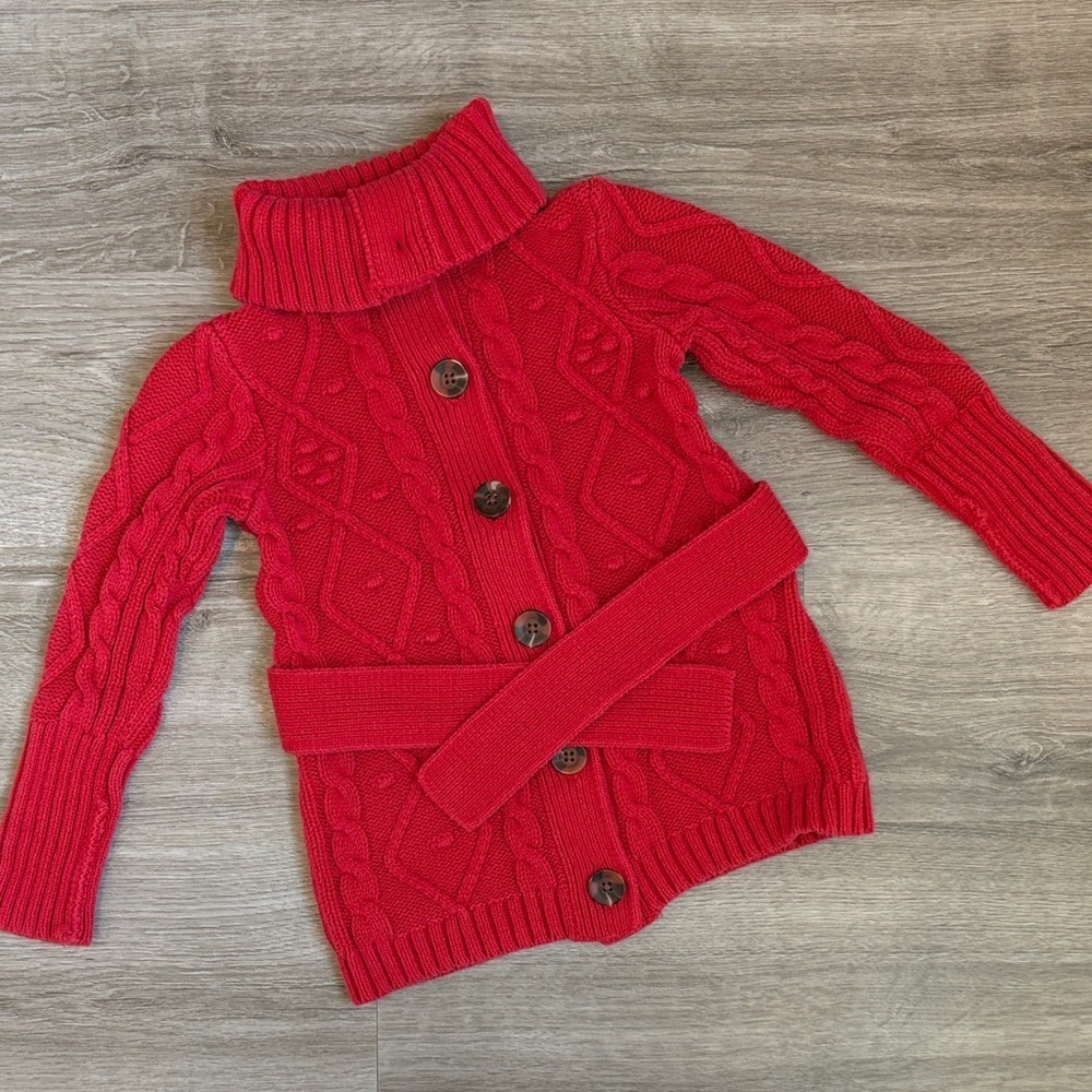 Old Navy baby girls red cable knit sweater